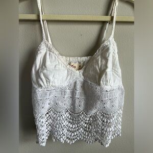 Holister summer crop tank with spaghetti straps. White size medium. Boho